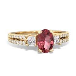 Pink Tourmaline Classic 7X5mm Oval Engagement 14K Yellow Gold ring R26437VL