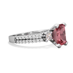 Pink Tourmaline Classic 8X6mm Emerald-Cut Engagement 14K White Gold ring R26438EM