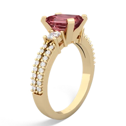 Pink Tourmaline Classic 8X6mm Emerald-Cut Engagement 14K Yellow Gold ring R26438EM