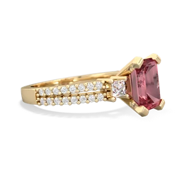 Pink Tourmaline Classic 8X6mm Emerald-Cut Engagement 14K Yellow Gold ring R26438EM