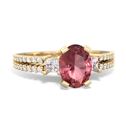 Pink Tourmaline Classic 8X6mm Oval Engagement 14K Yellow Gold ring R26438VL