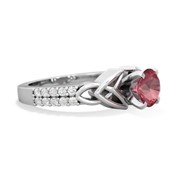 Pink Tourmaline Celtic Knot Engagement 14K White Gold ring R26446RD