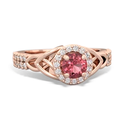 Pink Tourmaline Celtic Knot Halo 14K Rose Gold ring R26445RH