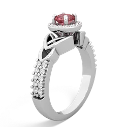 Pink Tourmaline Celtic Knot Halo 14K White Gold ring R26445RH