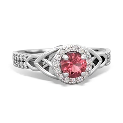 Pink Tourmaline Celtic Knot Halo 14K White Gold ring R26445RH