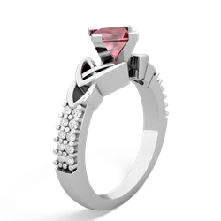 Pink Tourmaline Celtic Knot 5Mm Square Engagement 14K White Gold ring R26445SQ