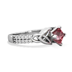 Pink Tourmaline Celtic Knot 5Mm Square Engagement 14K White Gold ring R26445SQ