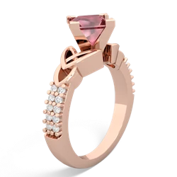 Pink Tourmaline Celtic Knot 6Mm Princess Engagement 14K Rose Gold ring R26446SQ