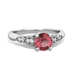 Pink Tourmaline Antique Elegance 14K White Gold ring R3100