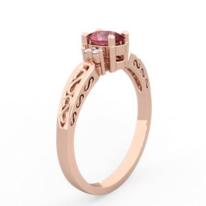 Pink Tourmaline Filligree Scroll Oval 14K Rose Gold ring R0812