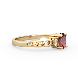 Pink Tourmaline Filligree Scroll Oval 14K Yellow Gold ring R0812