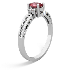 Pink Tourmaline Filligree Scroll Oval 14K White Gold ring R0812