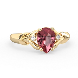 Pink Tourmaline Precious Pear 14K Yellow Gold ring R0826