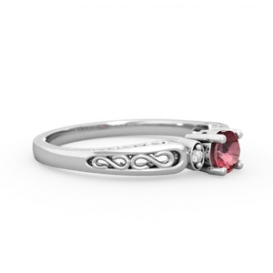 Pink Tourmaline Filligree Scroll Round 14K White Gold ring R0829