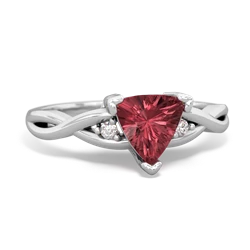 Pink Tourmaline Trillion Twist 14K White Gold ring R2104