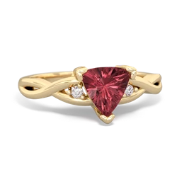 Pink Tourmaline Trillion Twist 14K Yellow Gold ring R2104