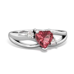 Pink Tourmaline Split Band Swirl 14K White Gold ring R2130