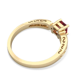 Pink Tourmaline Filligree Scroll Square 14K Yellow Gold ring R2430