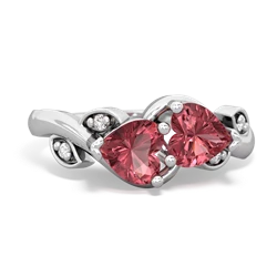 Pink Tourmaline Floral Elegance 14K White Gold ring R5790