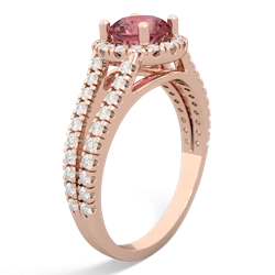 Pink Tourmaline Pave Halo 14K Rose Gold ring R5490