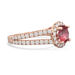 Pink Tourmaline Pave Halo 14K Rose Gold ring R5490