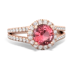 Pink Tourmaline Pave Halo 14K Rose Gold ring R5490