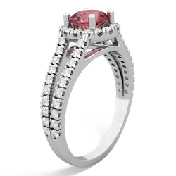 Pink Tourmaline Pave Halo 14K White Gold ring R5490