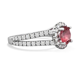 Pink Tourmaline Pave Halo 14K White Gold ring R5490