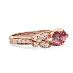 Pink Tourmaline Diamond Butterflies 14K Rose Gold ring R5601