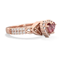 Pink Tourmaline Celtic Knot Two Hearts As One 14K Rose Gold ring R2644HRT