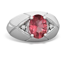 Pink Tourmaline Men's Crossroads 14K White Gold ring R0361