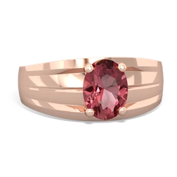 Pink Tourmaline Men's Two Lane 14K Rose Gold ring R0363