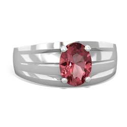 Pink Tourmaline Men's Two Lane 14K White Gold ring R0363