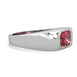 Pink Tourmaline Men's Emerald-Cut Bezel 14K White Gold ring R0410