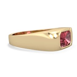 Pink Tourmaline Men's Emerald-Cut Bezel 14K Yellow Gold ring R0410