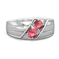 Pink Tourmaline Men's Streamline 14K White Gold ring R0460