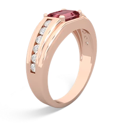 Pink Tourmaline Men's Diamond Channel 14K Rose Gold ring R0500