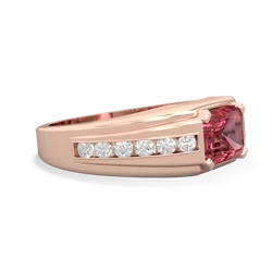 Pink Tourmaline Men's Diamond Channel 14K Rose Gold ring R0500