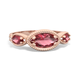 Pink Tourmaline Milgrain Marquise 14K Rose Gold ring R5700