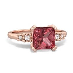 Pink Tourmaline Art Deco Princess 14K Rose Gold ring R2014