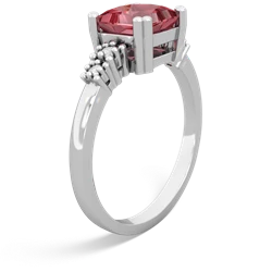 Pink Tourmaline Art Deco Princess 14K White Gold ring R2014