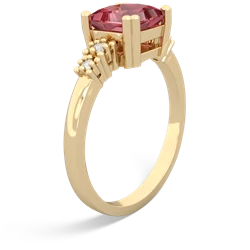 Pink Tourmaline Art Deco Princess 14K Yellow Gold ring R2014