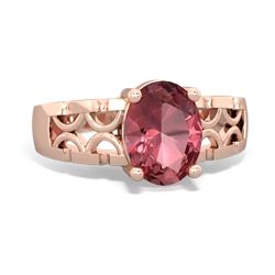 Pink Tourmaline Art Deco Filigree 14K Rose Gold ring R2322