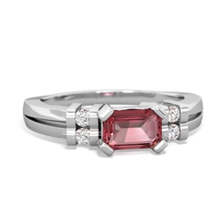 Pink Tourmaline Art Deco East-West 14K White Gold ring R2590