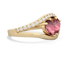 Pink Tourmaline Nestled Heart Keepsake 14K Yellow Gold ring R5650