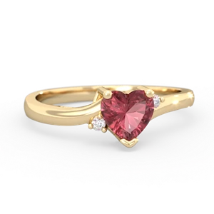 Pink Tourmaline Delicate Heart 14K Yellow Gold ring R0203