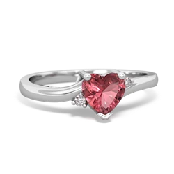 Pink Tourmaline Delicate Heart 14K White Gold ring R0203