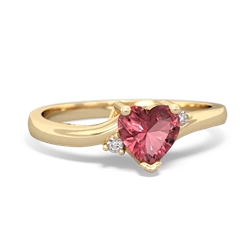 Pink Tourmaline Delicate Heart 14K Yellow Gold ring R0203