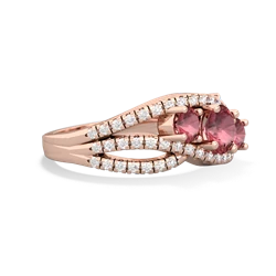 Pink Tourmaline Three Stone Aurora 14K Rose Gold ring R3080