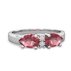 Pink Tourmaline Pear Bowtie 14K White Gold ring R0865